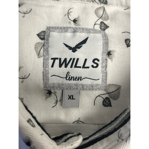 Twills Linen Blend XL Button-Up Shirt – Minimal Leaf Print, Lightweight Casual R - Picture 5 of 8